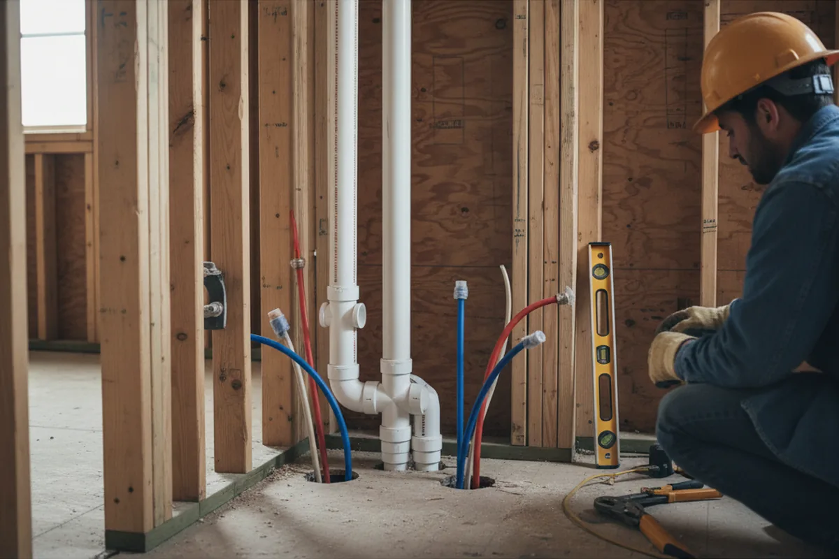 Drain and supply rough-in during Toilet Repair and Installation in Warren